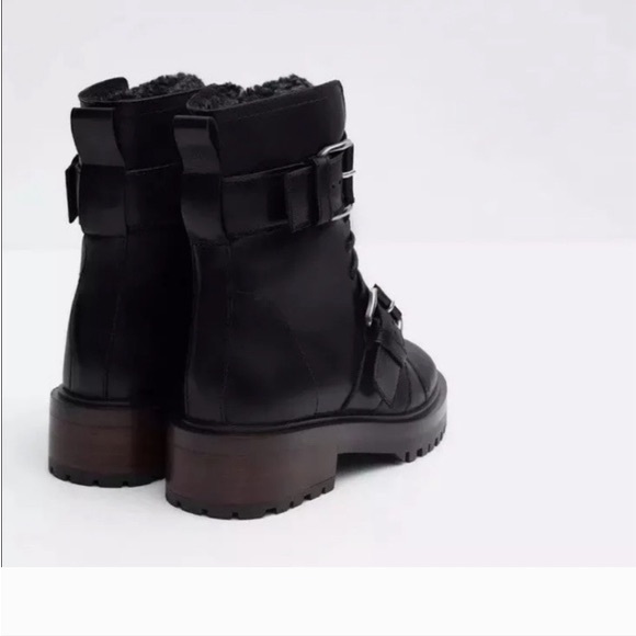 Zara Black Combat Boots with Rugged Design and Adjustable Fit - Picture 2 of 9